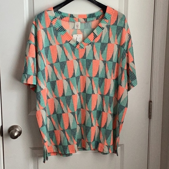 like love Tops - Vibrant Green and Orange Blouse for Effortless Elegance